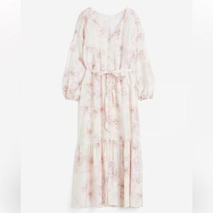 H&M Floral BUTTONED TIE-BELT MAXI DRESS Size Medium